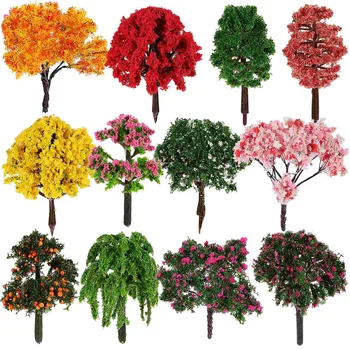 12 Pcs Bolo Topper Decorações Modelo De Árvore De Árvores Mini Artesanato Em Miniatura O Jardim De Acessórios De Plástico