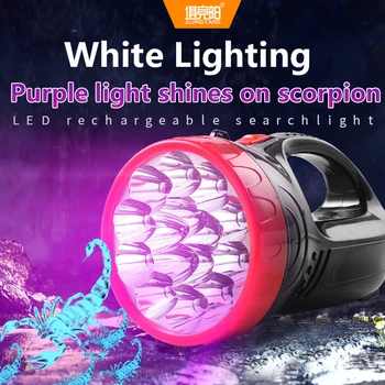 15LED Lanterna elétrica Recarregável Portátil UV Luz Púrpura de Escorpião Luz de Trabalho Lanterna Impermeável Pesca Lanterna