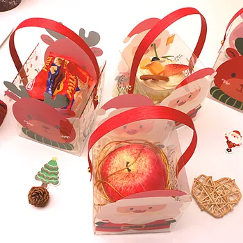 1PC de Natal Apple Caixa de Embalagem de Natal Véspera de Natal de Frutas Embalagens de Presente de Natal Embalagem Transparente do PVC Apple Caixa
