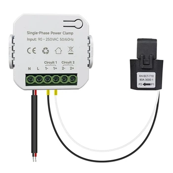 1Set Tuya Inteligente Zigbee 80A contador de Energia Com Transformador de Corrente Prendedor de Kwh de Energia do Monitor de Plástico Eletricidade Estatísticas