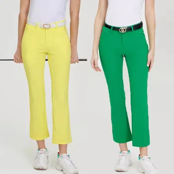 2023 calças de golfe para mulheres de Verão de Calças de Golfe de Tornozelos Cortada Ajuste Fino de Elástico Queimado Calças de Senhora, Vestuário de Golfe calças