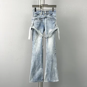 2023FW Outono de Luxo Novo das Mulheres Casual Jeans Longa Trouse Feminino, Chique Calças Jeans Ddxgz2 6.19