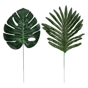 24 Pcs, 2 Tipos De Plantas Tropicais De Folhas De Palmeira Artificial Folhas De Palmeira Falso Folhas Safari Deixa Havaiano Tartaruga Folha Luau Festa Suppl