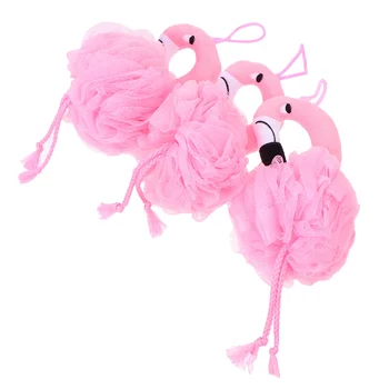 3 PCS Flamingo Banho de Bola Malha Flores Banheira Purificador Duche Esponjas de Banho Ferramentas de desenho animado Bolas Corpo, o Banho de Bolha Linda