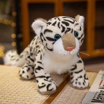 43/52cm na Vida Real Bonito Leopardo Branco Leão de Pelúcia Recheado de Floresta de Simulação de Animais de Boneca de crianças, Crianças dos desenhos animados de Presente de Aniversário