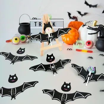 5Sheet Cartoon Morcego Pirulito Decoração de Cartões de Festa de Halloween Decoração Crianças Doces Favores Decoração Para Convidado Aniversário do Bebê Suprimentos