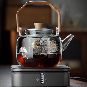600ML de Vidro Bule de chá, de Feixe em Forma de Bule de chá, de Alta Nogueira Alça de Ebulição Bule de chá, de Alta cozinhar a Vapor, Ferver, e Fogão a lenha em Forma de Bule de chá