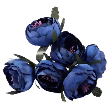 6pcs/monte Simulação de um pano de Seda buquê de noiva segurando flores flores decorativas (azul Royal, roxo coração)Única flor diamet