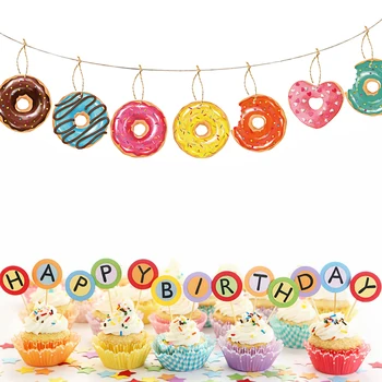 8pcs Donut do Chuveiro de Bebê Etiquetas cor-de-Rosa de Rosca, Tags para Doces Goodie Bag Embrulho de Doces para as Crianças Felizes Festa de Aniversário, Decoração