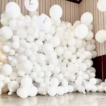 Alto Brilho Branco Balão Grande Casamento, Decoração De Balões De Metal Cromado De Látex Balão De Festa De Aniversário Cena Layout De Suprimentos