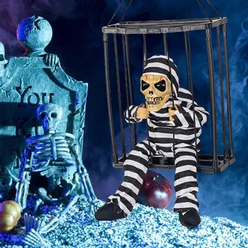 Barra de Decorações de Halloween Assustador Decorações de Suspensão do Crânio Prisioneiro com Sensor para o Interior/exterior da Casa Assombrada Susto para Crianças