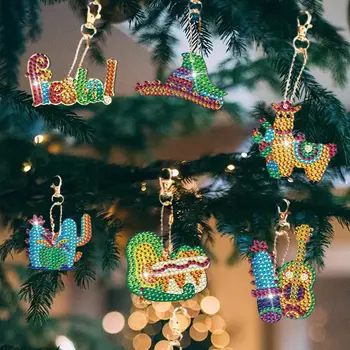 Chaveiro acrílico Ornamento Chaveiro de Natal Diamante Pintura Chaveiro Kit Gnome Forma de Ornamentos para Artesanato Acessório para Crianças
