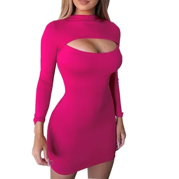 Clube Bodycon Roupas Ocos Sexy Espartilho Mini Vestido 2023 Sensual Silid Cor Slim Fit Vestidos Para Mulheres