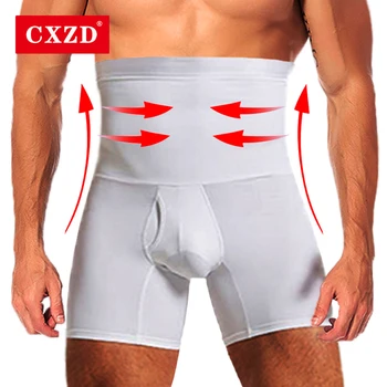 CXZD Homens Barriga de Controle Shorts de Shaper do Corpo de Compressão de Cintura Alta Treinador Barriga Barriga de Controle do Emagrecimento 
