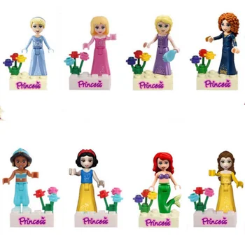 Disney Princess Elsa Anna Cinderela Anime Periféricos Kawaii desenhos animados Blocos de Construção Montados Brinquedos Criativos Brinquedos para Crianças
