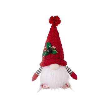 Enfeite De Natal Chapéu De Malha Iluminado Rudolph Boneca Sem Rosto Gnome Boneca Decoração De Natal Suprimentos Duráveis, Reutilizáveis Vermelho