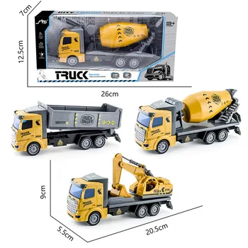 Escavadeira Crianças de Engenharia do Veículo Escavadeira Caminhão de lixo, Misturador de Cimento Modelo de Simulação Carro de Brinquedo