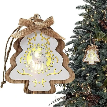 Feito À Mão Diy Oco Escultura Em Madeira Artesanato Pendentes De Iluminação Da Árvore De Natal, Enfeites Para A Casa De Natal Enfeites De Pendurar Navidad