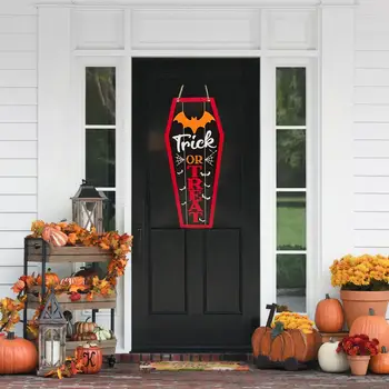 Festiva dia das bruxas Doorplate Assustador Truque ou Tratar de Halloween Doorplate Pingente de Madeira Durável Sinal para Fácil Instalação em Casa