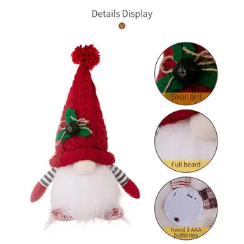 Festival Prop de Natal Encantadora Gnome Brinquedo de Pelúcia Led Adorável Rosto do Anão Boneca para a festa de Festa Decoração Artesanal de Pelúcia