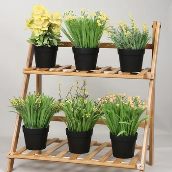 Flores artificiais de Plantas em Vasos com Plantas Verdes Bonsai Falso Flor Enfeites para a Casa Jardim Decoração de Casamento Pequena Planta Bonsai