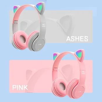 Fones de ouvido sem fio Gato de Ouvido Compatível com Bluetooth Capacetes Estéreo Baixo Sobre-Orelha Fones de ouvido de Esportes Fones de ouvido para Crianças e Adultos