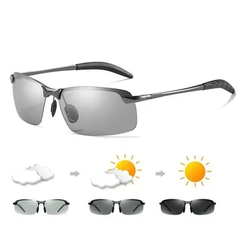 Fotossensíveis Homens Óculos de sol Polarizados Condução de Óculos Masculinos da Noite do Dia de Visão do Condutor de Óculos de Sol Anti-Reflexo Óculos UV400Goggles