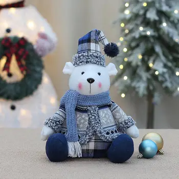 Férias Ornamento Adorável Natal Urso Bonecos de Pelúcia Macia Ornamentos com Cachecóis de tricô Adereços Foto de Férias de Natal Presentes