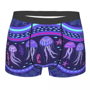 Homens de Cueca Cueca Mar de águas-vivas Homens Boxer Shorts de Elástico Masculino Calcinha