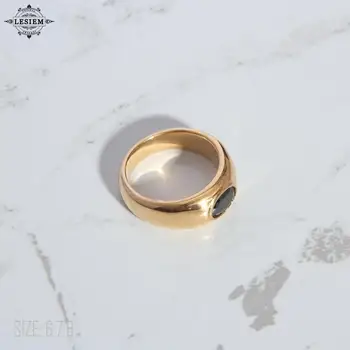 LESIEM venda Quente! Da cor do ouro do tamanho 6 7 8 feminino anel de casamento Personalizado Preto Zirconia Anel de opala flutuante encantos