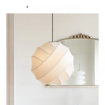 Lustre de seda sala de estar, quarto tecido B&B Zen mestre francês quarto lâmpada