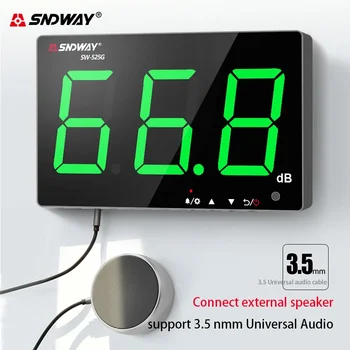 medidor de nível de som 30-130 dB de parede digital de ruído, medidor de carregamento USB de medição de decibéis de monitoramento de ruído
