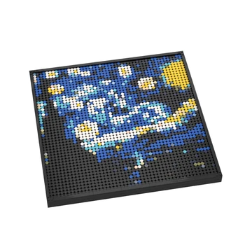MOC Art Noite Estrelada de Arte Foto conjunto de blocos de Construção 3D Pixel Art Sala de estar Decoração de Design de Tijolo Brinquedos