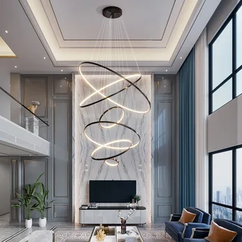 Moderno Anel de Led Candelabro de Dimmable para a Escada Mesa de Jantar, Sala de estar, Quarto luminária Decoração de Iluminação, Lustres de Fixação