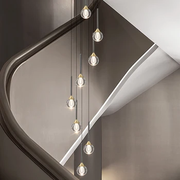 Moderno, simples escada lustre duplex prédio vazio apartamento loft escada em espiral de luz de cristal de luxo longa lustre