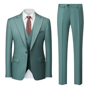 Novo Pedaço de 3 Homens de Negócios Casual Terno dos Homens de Terno de Casamento do Noivo Vestido de Homens Set(Blazer+Colete+Calça)