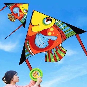 Novos peixes pipas voando crianças pipas linha exterior de brinquedos para as crianças pipas de nylon ripstop pipas peixinho pipa dragão voar identificador de kite