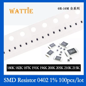 Resistor SMD 0402 1% 180K 182 K 187K 191K 196K 200K 205K 210K 215K 100PCS/monte chip resistores de 1/16W 1,0 mm*0,5 mm
