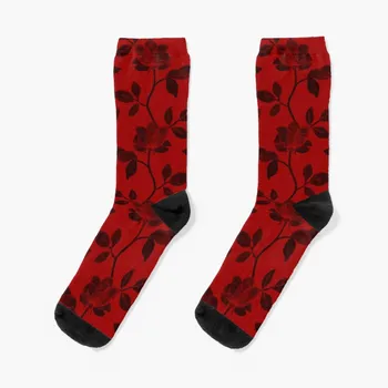 Rosas pretas em vermelho Meias de Rugby de meias de desporto para homens com Homens de meias e de impressão