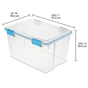 Sterilite 54 Qt. Junta da Caixa de Plástico, Azul, Aquário, Conjunto de 4