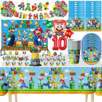 Super Mario Bros Festa De Aniversário, Decoração Definir A Faixa De Balão Bolo Topper Anime Pano De Fundo Do Chuveiro De Bebê Da Foto Adereços De Decoração De Casa De Dom