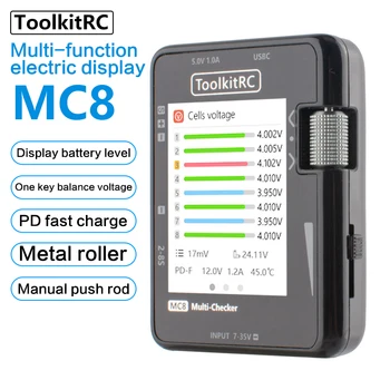 ToolkitRC MC8 Mini Tamanho de Célula Verificador de 32 Bits de Bateria Multi-Verificador de Saída PWM PPM SBUS Leitura Com USB-C Carregamento Rápido