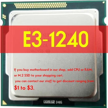 Usado Xeon E3-1240 3.3 GHz Quad-Core 8M 80W Cache E3 1240 LGA1155 CPU Processador Atermiter B75 placa Mãe Para Intel LGA 1155 kit