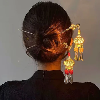 Vintage Elegante Lanterna Design Varas Do Cabelo Festival Chinês Da Lanterna Clássico Hanfu Traje Grampos Cocar Enfeites De Cabelo