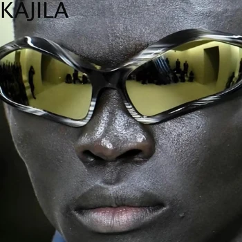 Y2k Punk Óculos de sol esportivo Mulheres Homens 2023 Marca de Luxo Steampunk Irregular de Óculos de Sol para Senhoras Retro 2000 Tons de Óculos